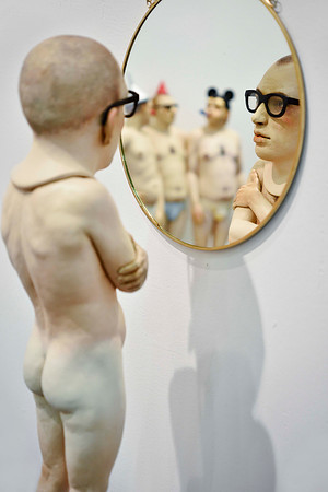 Polychrome & polyurethane resin figures, by Samuel Salcedo - Context Art Fair, Pier 94, NYC, 2017