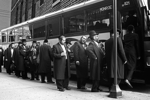 After - Hasidic Jews from B & H photo/video/audio store going home after work - NYC, 2012