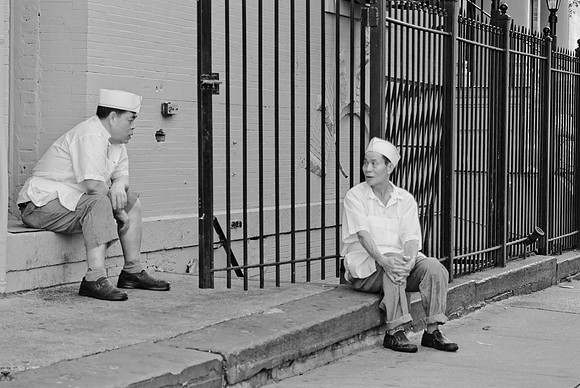 Kitchen workers on break - NYC, 2014
